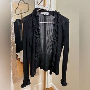 Anne Fontaine Black Ruffled Cardigan